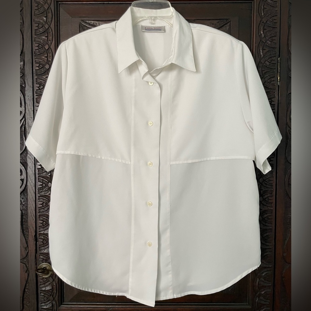 Karen Scott size 16 white button-down blouse